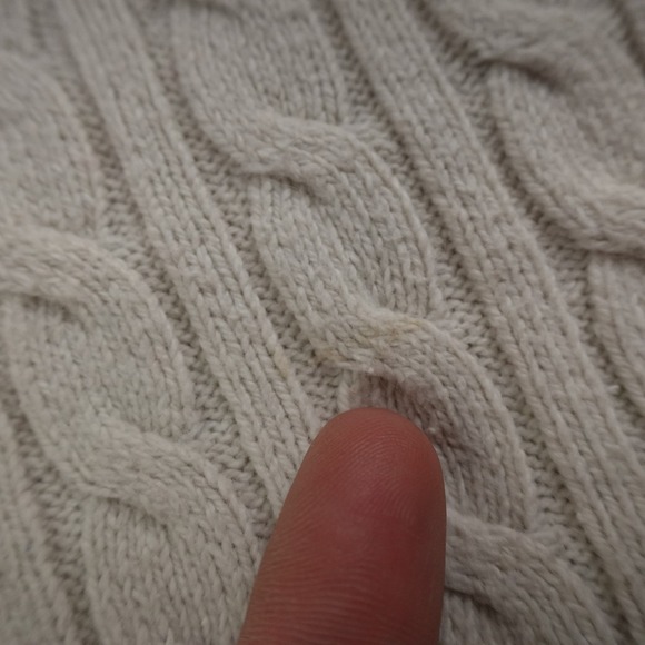 VTG Abercrombie Fitch Sweater Womens M White Cable Knit Crewneck Pullover Y2K - Picture 11 of 16